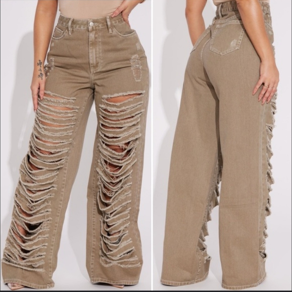 SHEIN BIG DREAMS WIDE LEG RIPPED JEANS SIZE 28 NWT - Picture 2 of 7